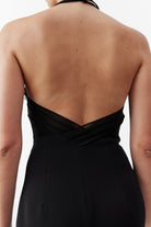 Nazlı Ceren-Violette Uzun Krep Elbise Siyah-Elbise-4-Milagron.com