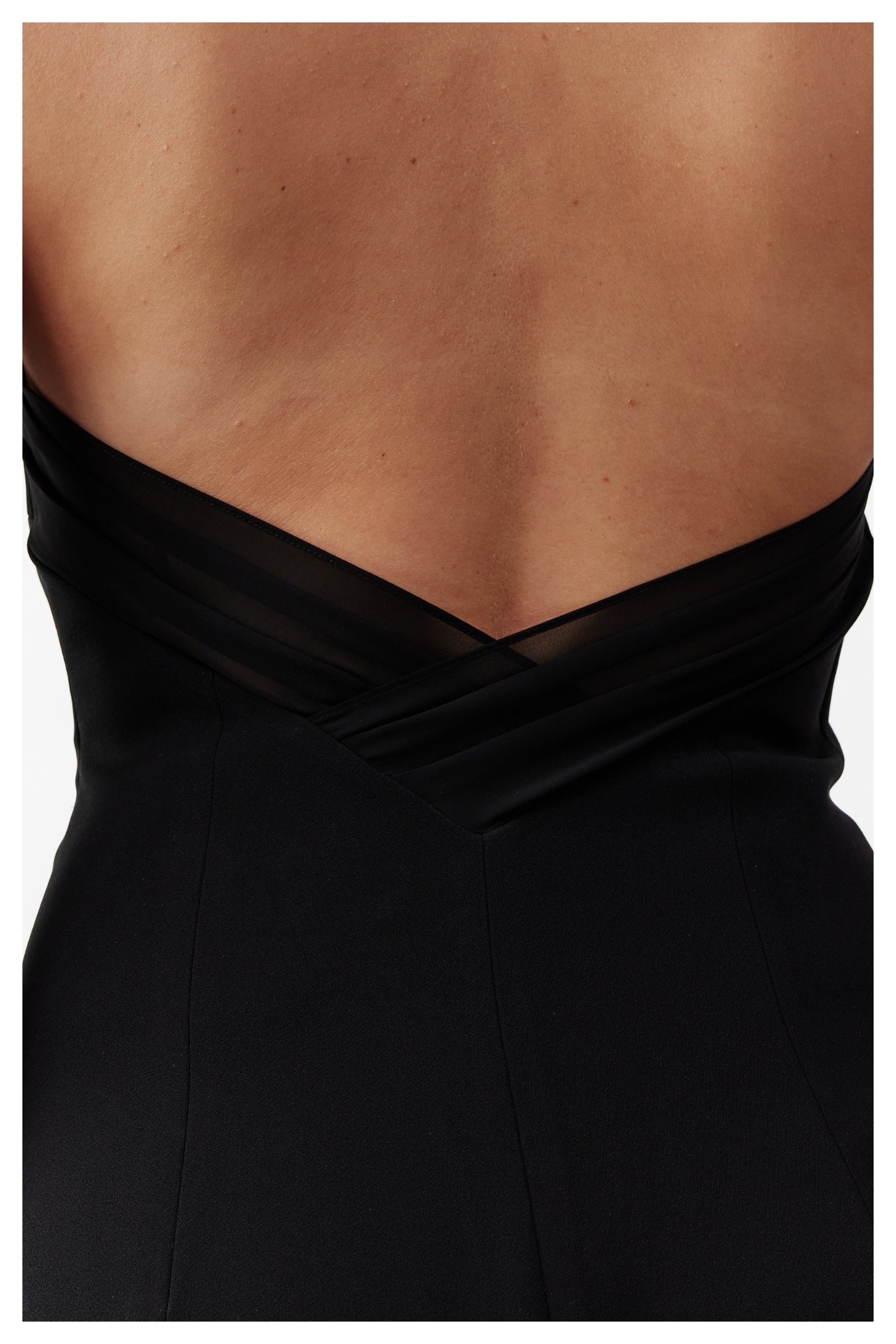 Nazlı Ceren-Violette Uzun Krep Elbise Siyah-Elbise-5-Milagron.com