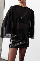 Nazlı Ceren-Viona şifon Pelerin Siyah-Blouse-1-Milagron.com