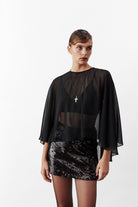 Nazlı Ceren-Viona şifon Pelerin Siyah-Blouse-3-Milagron.com