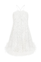 Nazlı Ceren-Yvonne Payetli Mini Elbise Crystal White-Elbise-4-Milagron.com