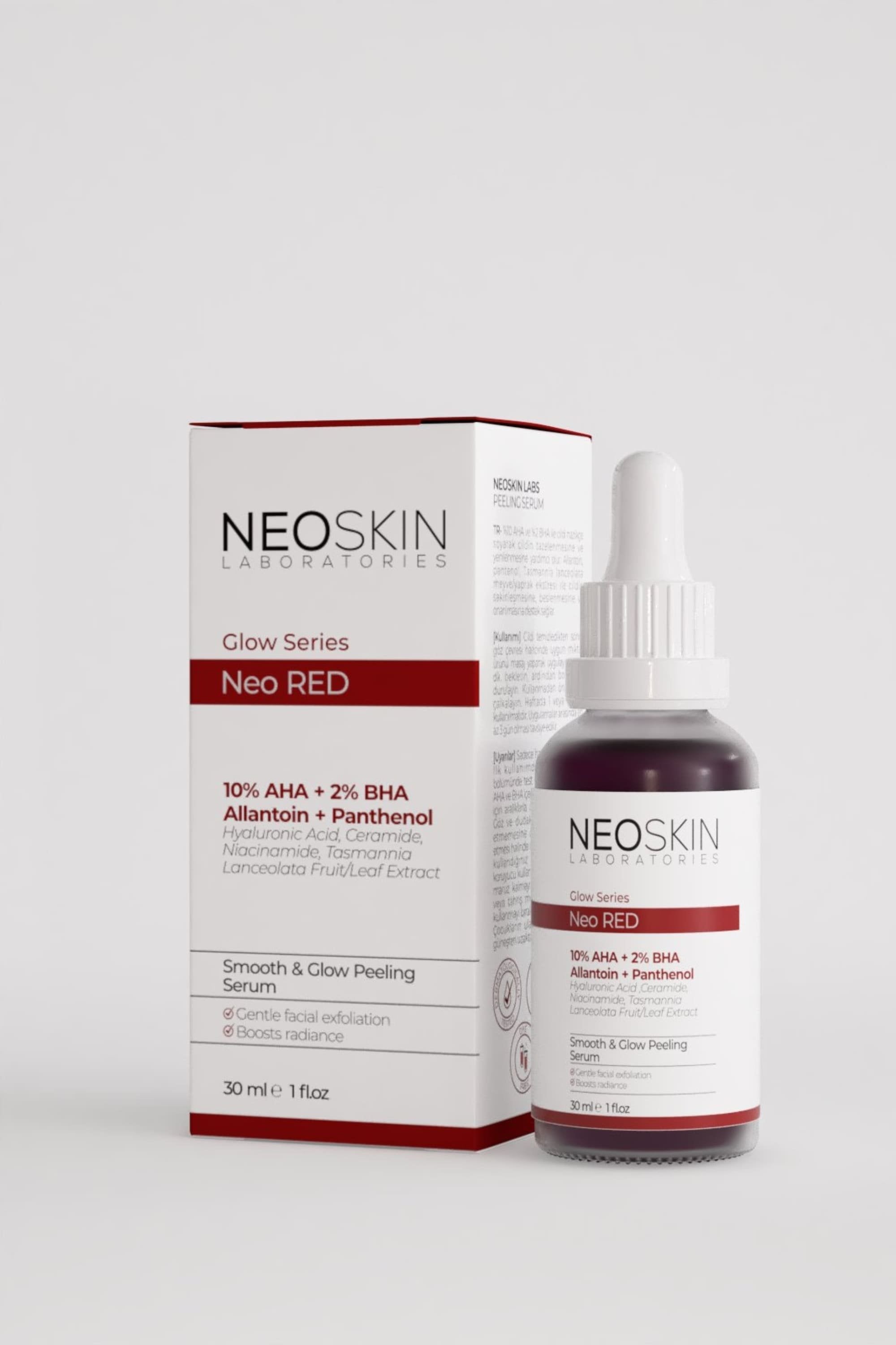 Neoskin-Neo Red Serum 30ml Yenileyici, Pürüzsüzleştirici, ışıltı Arttırıcı Peeling Serum-Cilt Serumu-2-Milagron.com