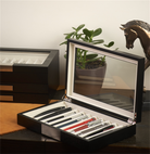 Nfp Design-Ahşap Cam Kapaklı 10'lu Kalem Kutusu Venge-Kalem Tepsisi-2-Milagron.com