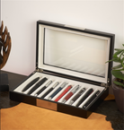 Nfp Design-Ahşap Cam Kapaklı 10'lu Kalem Kutusu Venge-Kalem Tepsisi-4-Milagron.com