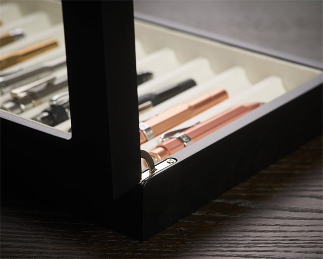 Nfp Design-Nfp Design Ahşap Cam Kapaklı 10'lu Kalem Kutusu Venge-Kalem Tepsisi-9-Milagron.com