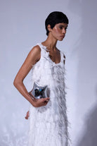 Nilgün Mirza-Angeliki Tüylü İşlemeli El Yapımı Kumaştan Uzun Elbise-Elbise-4-Milagron.com