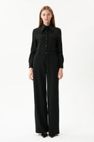 Nilgün Mirza-Boru Paça Cepli Lycralı Kumaş Pantalon-Pantolon-1-Milagron.com