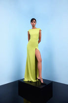 Nilgün Mirza-Deri̇n Yirtmaçli Vatka Detayli Elbi̇se-Elbise-1-Milagron.com