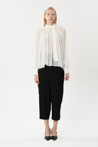 Nilgün Mirza-El İşlemesi Işıltılı Nakışlı Bol Kesim Şifon Gömlek-Gömlek-2-Milagron.com