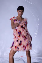 Nilgün Mirza-Kaia El Yapımı Tüylü Kumaştan Mini Askılı Parti Elbisesi-Elbise-3-Milagron.com