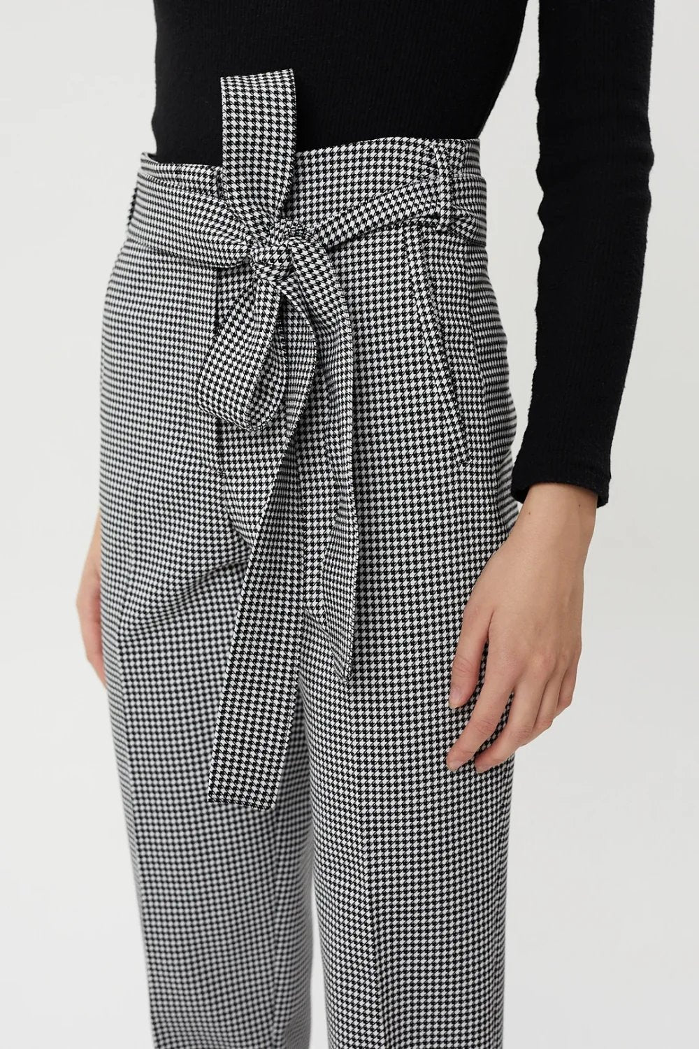 Nilgün Mirza-Koton Lycra Jakarlı Özel Kumaş Pantolon-Pantolon-5-Milagron.com