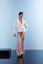 Nilgün Mirza-Parlak Payet İspanyol Paça Gli̇tter Pantolon-Pantolon-1-Milagron.com