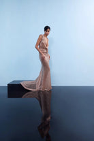 Nilgün Mirza-Payetli̇ Drapeli̇ Gece Elbisesi-Elbise-2-Milagron.com