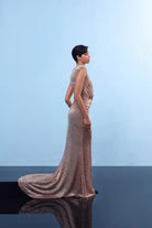 Nilgün Mirza-Payetli̇ Drapeli̇ Gece Elbisesi-Elbise-4-Milagron.com