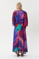 Nilgün Mirza-Saten Viskon Tropical Desenli Elbise-Elbise-5-Milagron.com