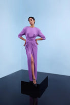 Nilgün Mirza-Vatka Kesi̇mli̇ Saten Elbi̇se-Elbise-1-Milagron.com