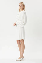 Nilgün Mirza-Yarasa Kol Elde İşlenen Taşlarla Süslü Krep Saten Bluz-Bluz-3-Milagron.com