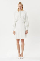 Nilgün Mirza-Yarasa Kol Elde İşlenen Taşlarla Süslü Krep Saten Mini Elbise-Elbise-2-Milagron.com