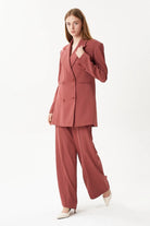 Nilgün Mirza-Yüksek Bel Bol Paça Yandan Fermuarlı Önden Nervürlü Pantalon-Pantolon-3-Milagron.com