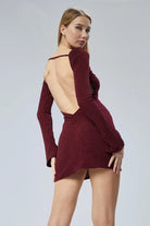 Nineteen Brand-Derin Sırt Dekolteli Simli Mini Elbise-Elbise-3-Milagron.com