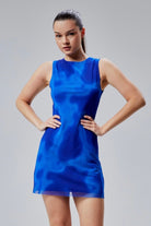 Nineteen Brand-Desenli Tül Mini Elbise-Elbise-1-Milagron.com