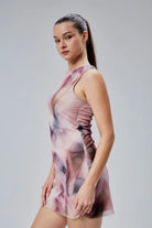 Nineteen Brand-Desenli Tül Mini Elbise-Elbise-3-Milagron.com