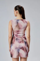 Nineteen Brand-Desenli Tül Mini Elbise-Elbise-4-Milagron.com