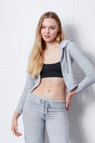 Nineteen Brand-Fermuarlı Kapüşonlu Crop Hırka-Sweatshirts & Hoodies-5-Milagron.com