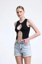 Nineteen Brand-Göğüs Ve Göbek Dekolteli Kolsuz Bluz-Bluz-2-Milagron.com