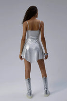 Nineteen Brand-Gümüş Baskılı Geometrik Kesim Mini Elbise-Elbise-5-Milagron.com