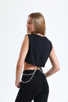 Nineteen Brand-Guns N' Roses Zincir Detayla Crop Top Atlet-Crop Top-4-Milagron.com