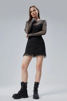 Nineteen Brand-Hex - Uzun Kollu Mini File Elbise-Elbise-2-Milagron.com