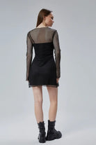 Nineteen Brand-Hex - Uzun Kollu Mini File Elbise-Elbise-3-Milagron.com