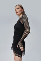 Nineteen Brand-Hex - Uzun Kollu Mini File Elbise-Elbise-4-Milagron.com