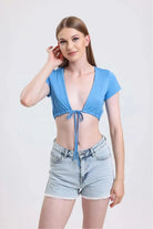 Nineteen Brand-Kısa Kollu Bağcıklı Crop Top-Crop Top-3-Milagron.com