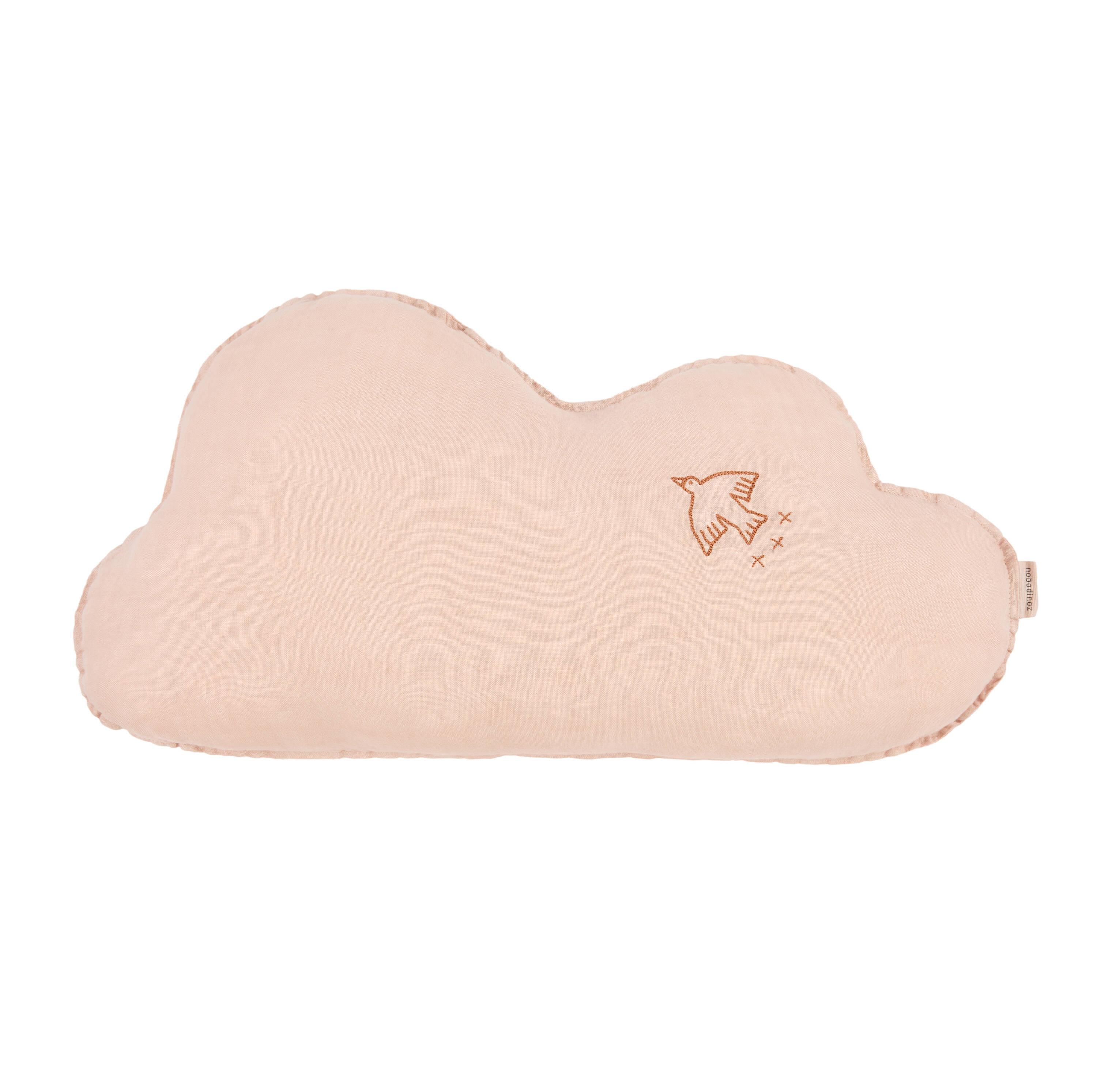 Nobodinoz İŞlemeli Fransız Keten Yastık, Cloud Powder Pink
