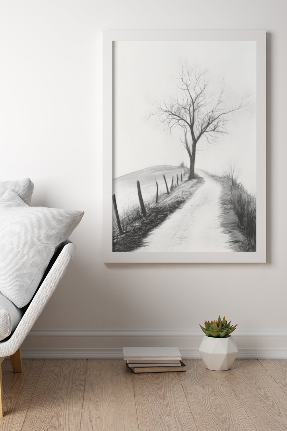 Nord Design-Kara Kalem Seri̇si̇ Çerçeveli̇ Tablo - Ağaçli Sokak-Tablo-2-Milagron.com