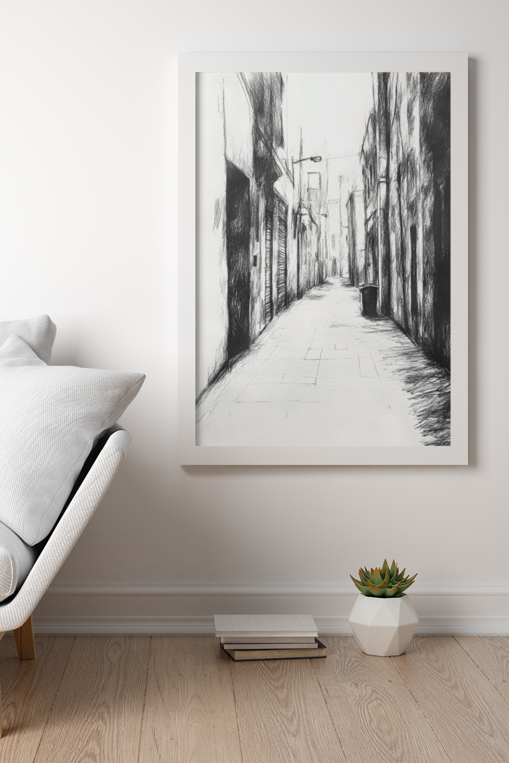 Nord Design-Kara Kalem Seri̇si̇ Çerçeveli̇ Tablo - Ara Sokak-Tablo-1-Milagron.com