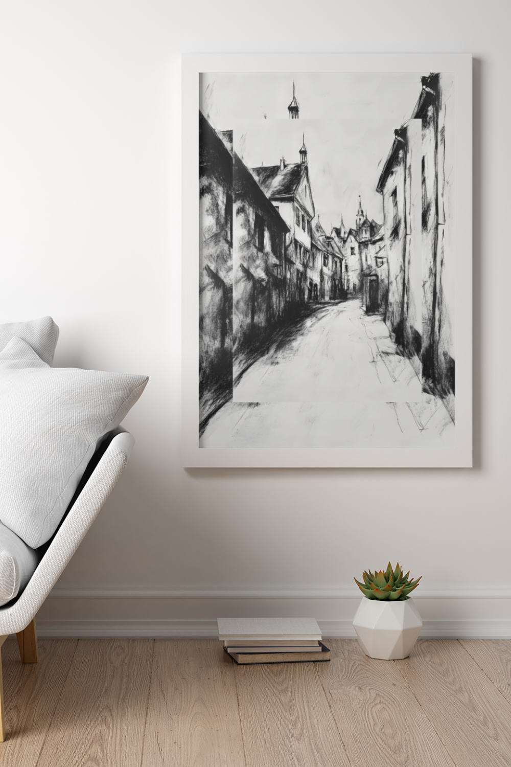 Nord Design-Kara Kalem Seri̇si̇ Çerçeveli̇ Tablo - Cadde 2-Tablo-1-Milagron.com