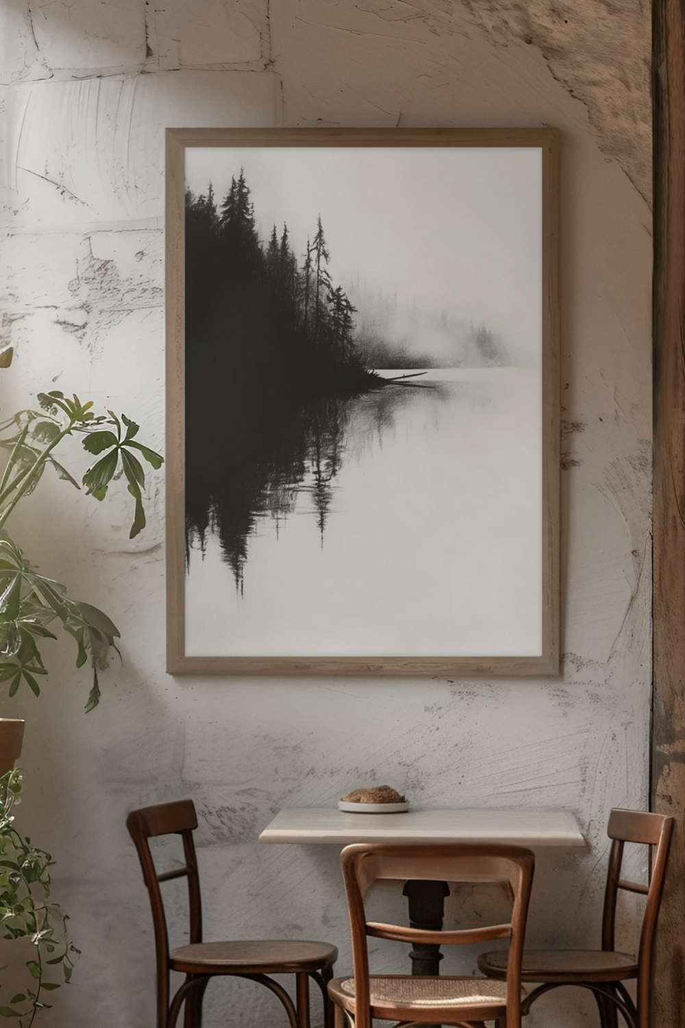 Nord Design-Kara Kalem Seri̇si̇ Çerçeveli̇ Tablo - Ormandaki Nehir-Tablo-1-Milagron.com