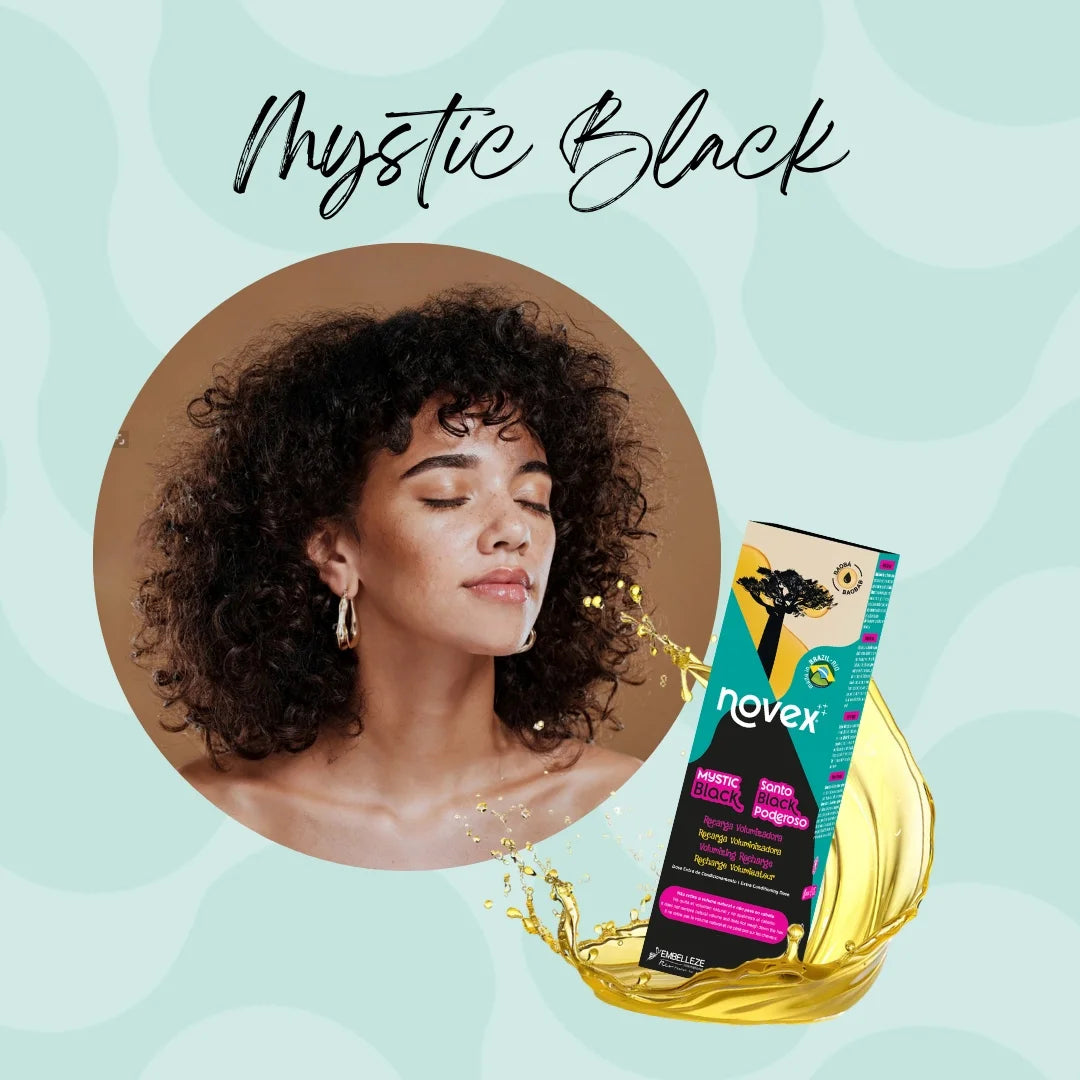 Novex Mystic Black - Bukleli Saçlar İçin Kırık Saç Uçlarını Onaran Yoğun Bakım Kremi 80g
