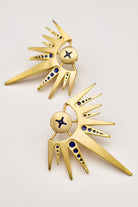 Nuir-One Lacivert Mineli 925 Ayar Gümüş Üzeri Altın Kaplama Küpe-Küpe-2-Milagron.com