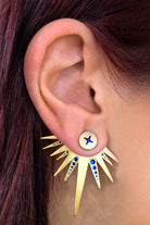 Nuir-One Lacivert Mineli 925 Ayar Gümüş Üzeri Altın Kaplama Küpe-Küpe-3-Milagron.com