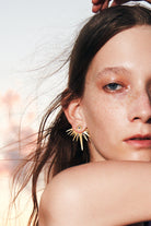 Nuir-One Lacivert Mineli 925 Ayar Gümüş Üzeri Altın Kaplama Küpe-Küpe-4-Milagron.com