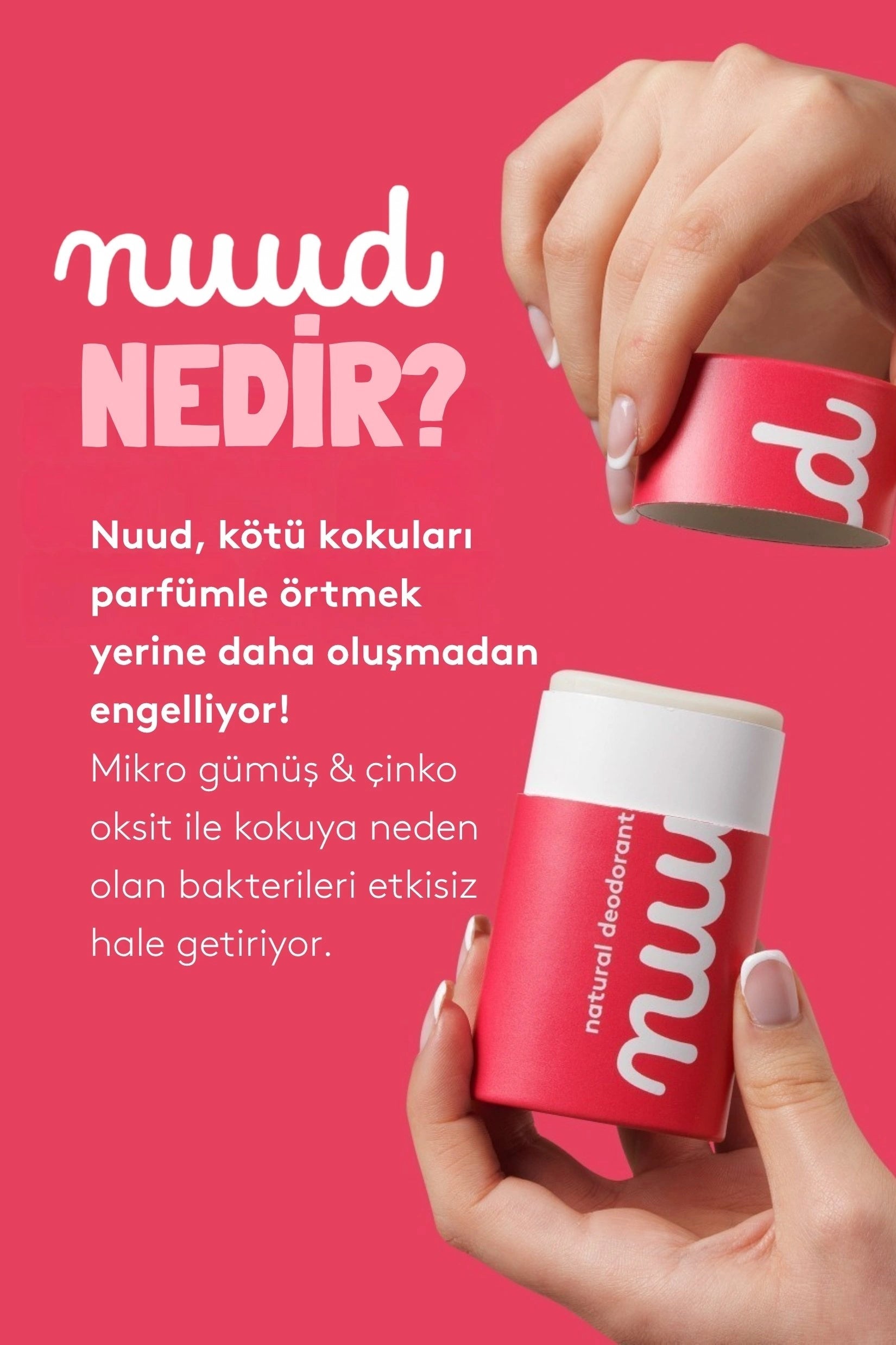 Nuud-The Stick 45g %100 Doğal Deodorant Stick, Ter Kokusu Önleyici (6,7 Hafta), Vegan, Kokusuz, Alüminyum İçermez-Deodorant-4-Milagron.com
