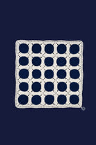 OHM Handmade-Krem Lacivert Dots El İşi Dantel Örtü-Dantel Örtüler-1-Milagron.com