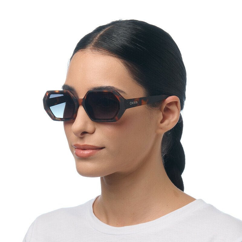 Okkia Andrea Altıgen Unisex Güneş Gözlüğühavana / Lens : Yeşil