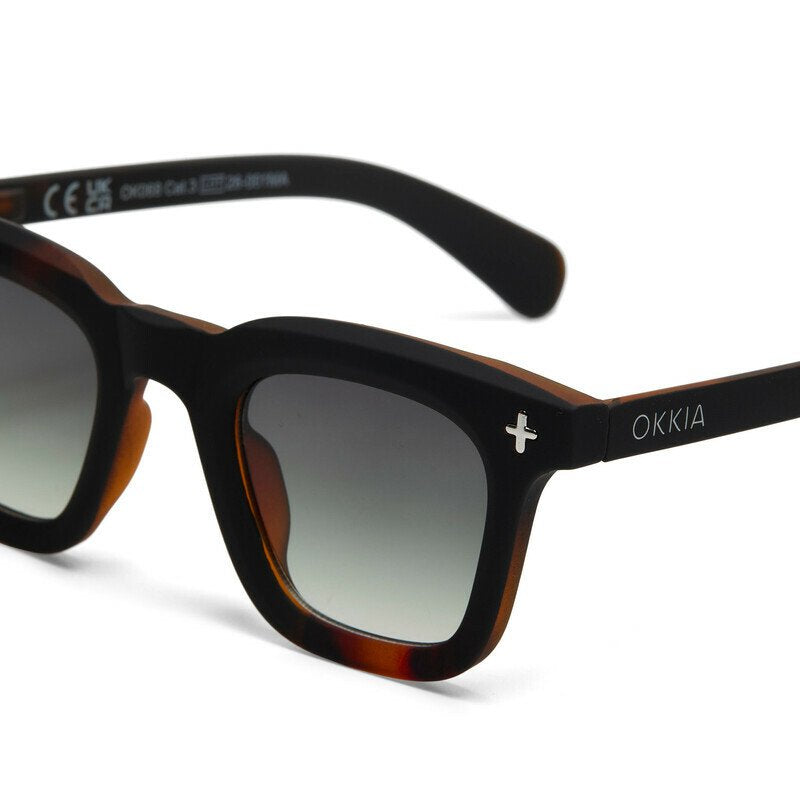Okkia Firenze Unisex Güneş Gözlüğü Siyah Havana / Lens: Yeşil Gradyan