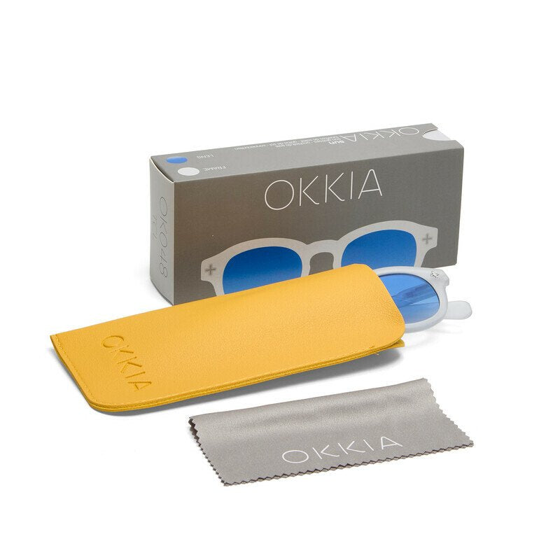 Okkia Milano Unisex Güneş Gözlüğü Transparan Beyaz / Lens: Mavi Gradyan