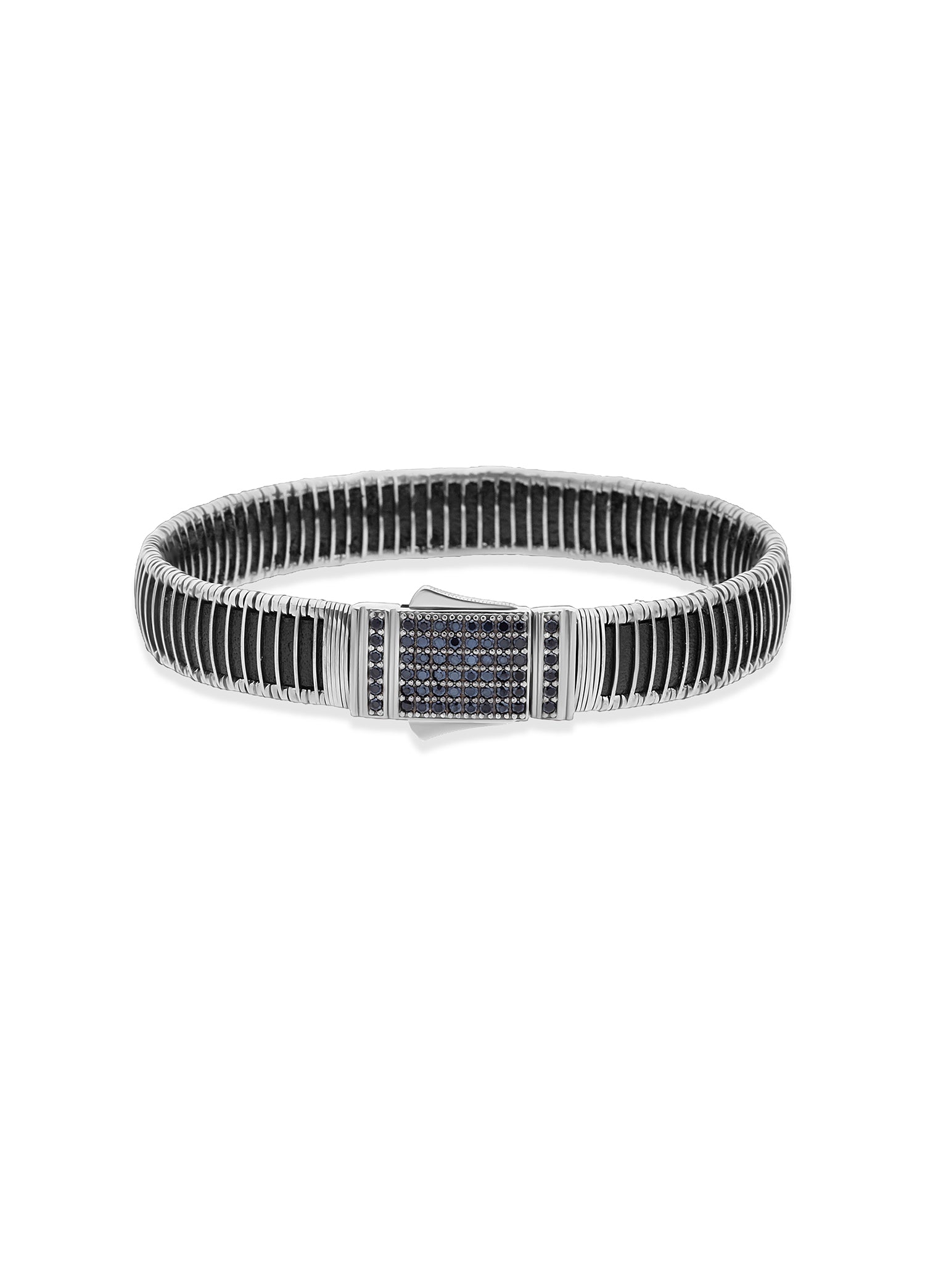 Eclipse 925 Ayar Gümüş Siyah Taşlı Erkek Bileklik